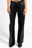 Black Fringe Straight Leg Jeans