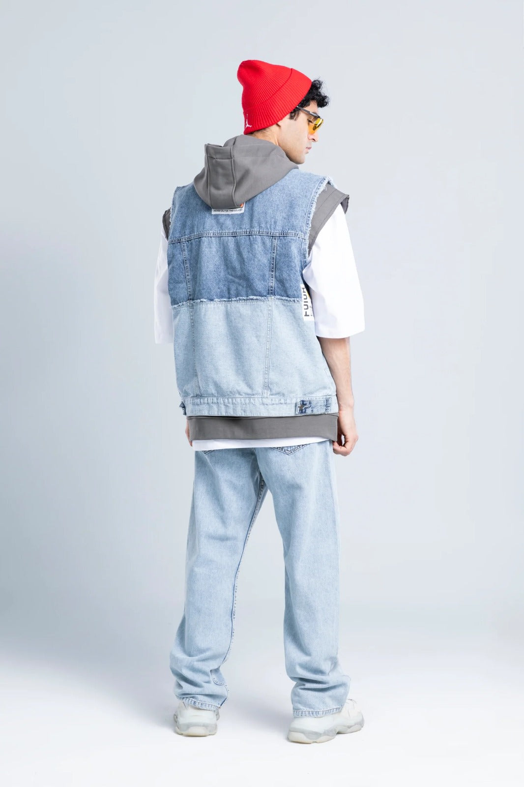 Blue Jeans Front Pockets Oversized Vest