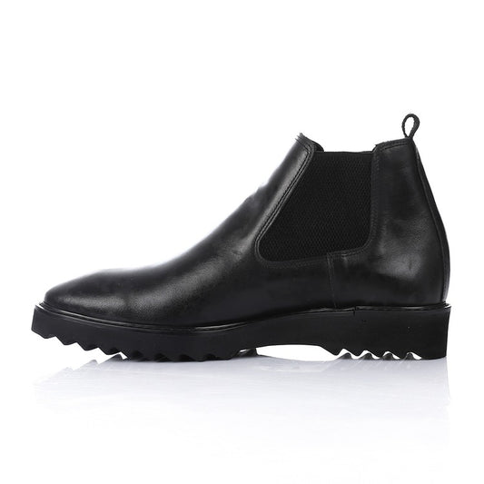 Black Classic Genuine Leather Ankle Boot