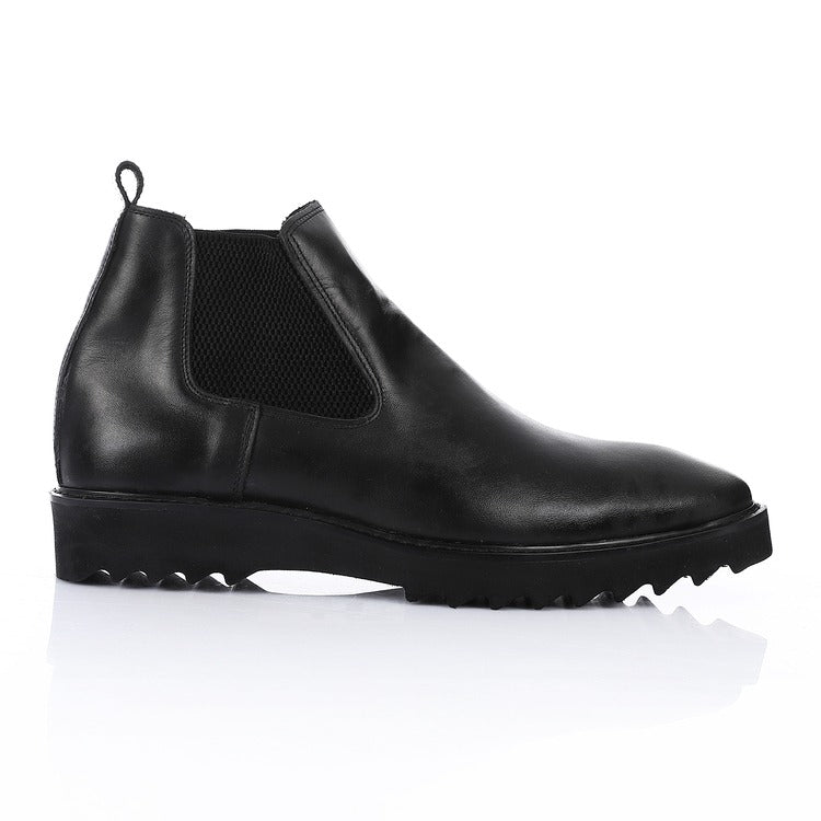 Black Classic Genuine Leather Ankle Boot