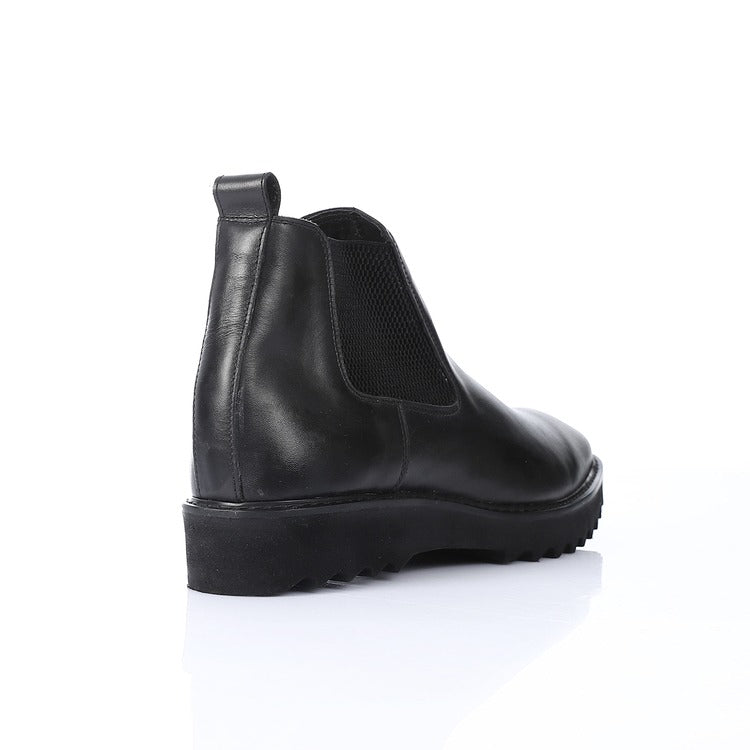 Black Classic Genuine Leather Ankle Boot