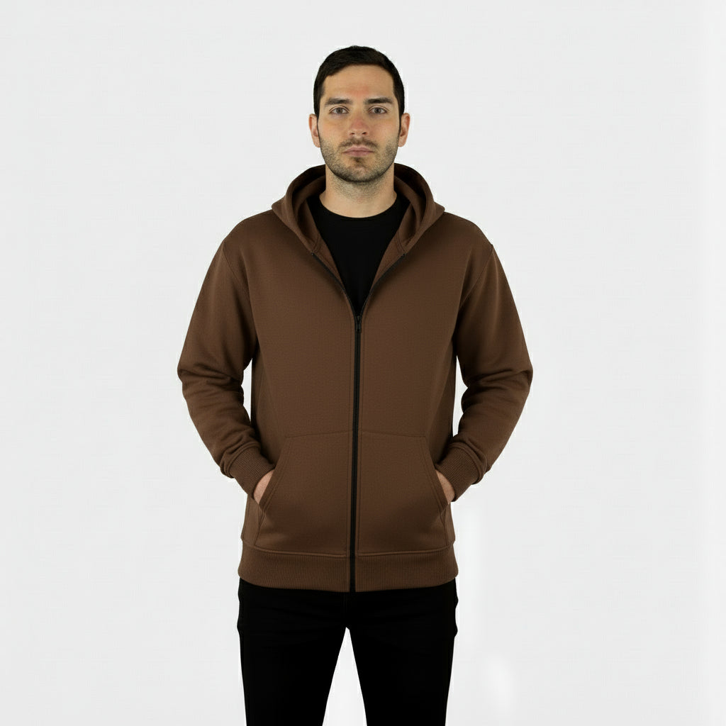 Zipper Melton Hoodie - هودي ميلتون مبطن بسوسته