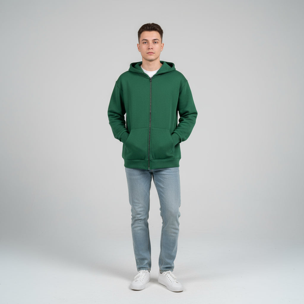 Zipper Melton Hoodie - هودي ميلتون مبطن بسوسته