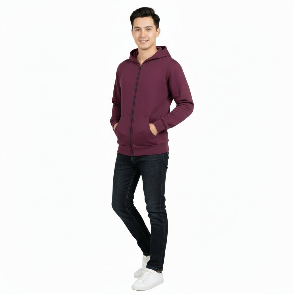 Zipper Melton Hoodie  - هودي ميلتون مبطن بسوسته