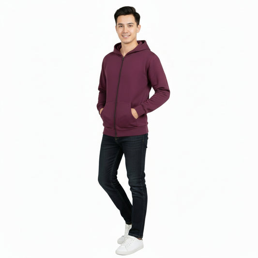 Zipper Melton Hoodie  - هودي ميلتون مبطن بسوسته
