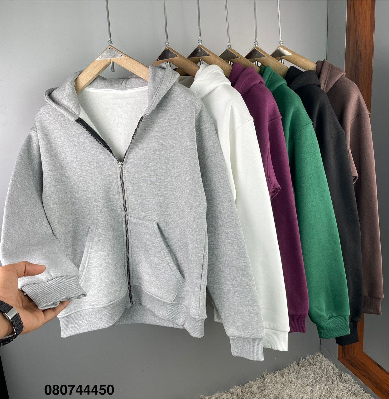 Zipper Melton Hoodie - هودي ميلتون مبطن بسوسته