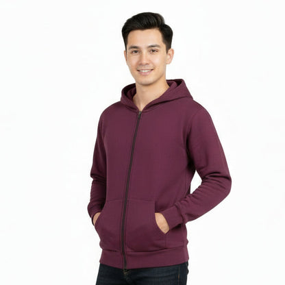 Zipper Melton Hoodie  - هودي ميلتون مبطن بسوسته