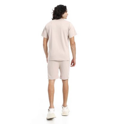 Textured Cotton T-Shirt & Shorts Set