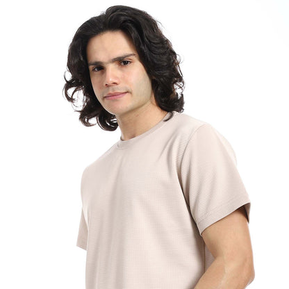 Textured Cotton T-Shirt & Shorts Set