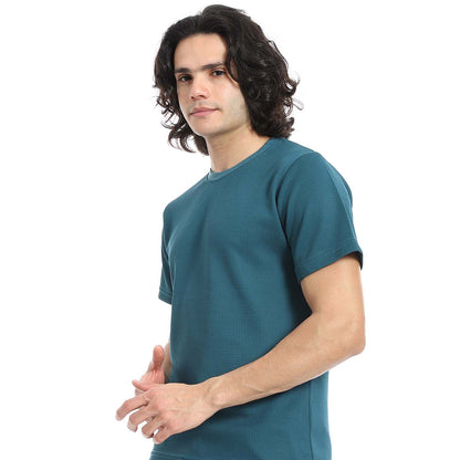 Textured Cotton T-Shirt & Shorts Set