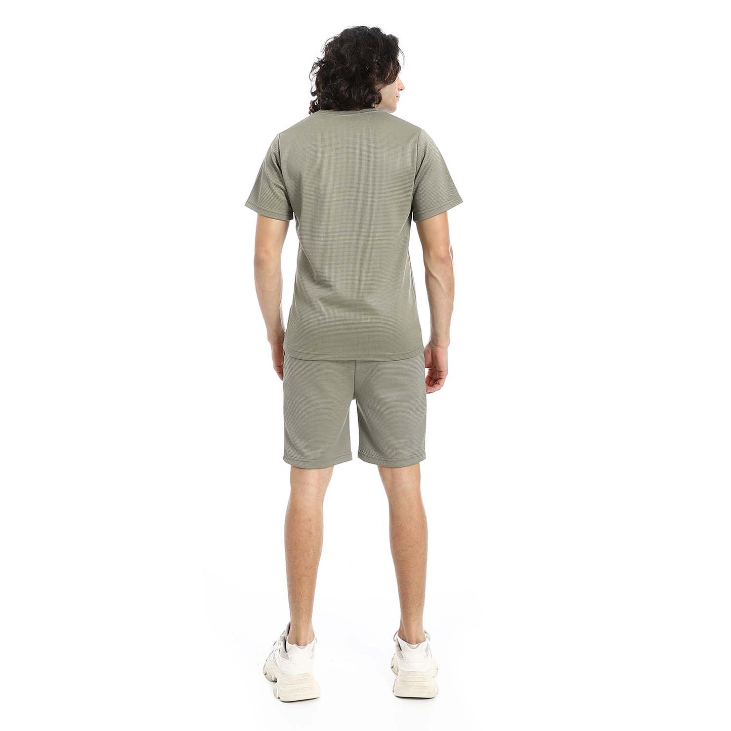 Textured Cotton T-Shirt & Shorts Set