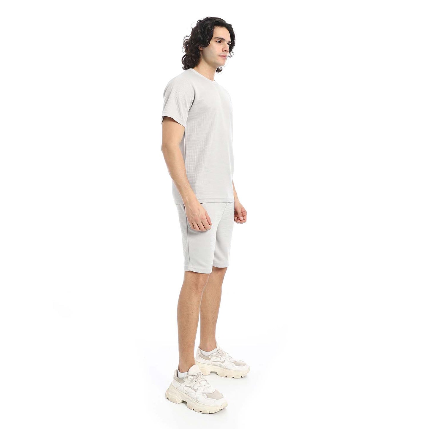 Textured Cotton T-Shirt & Shorts Set