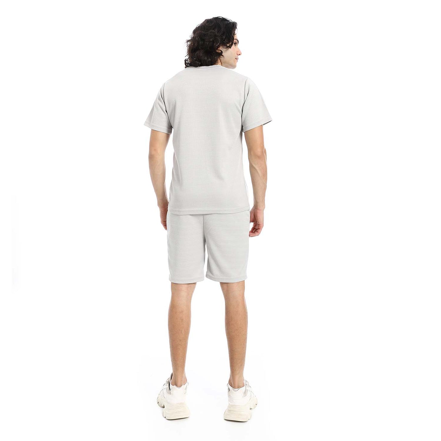 Textured Cotton T-Shirt & Shorts Set