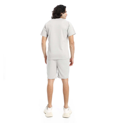 Textured Cotton T-Shirt & Shorts Set
