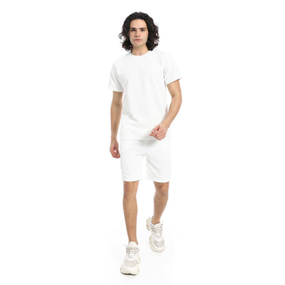 Textured Cotton T-Shirt & Shorts Set