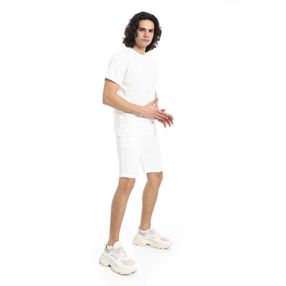 Textured Cotton T-Shirt & Shorts Set