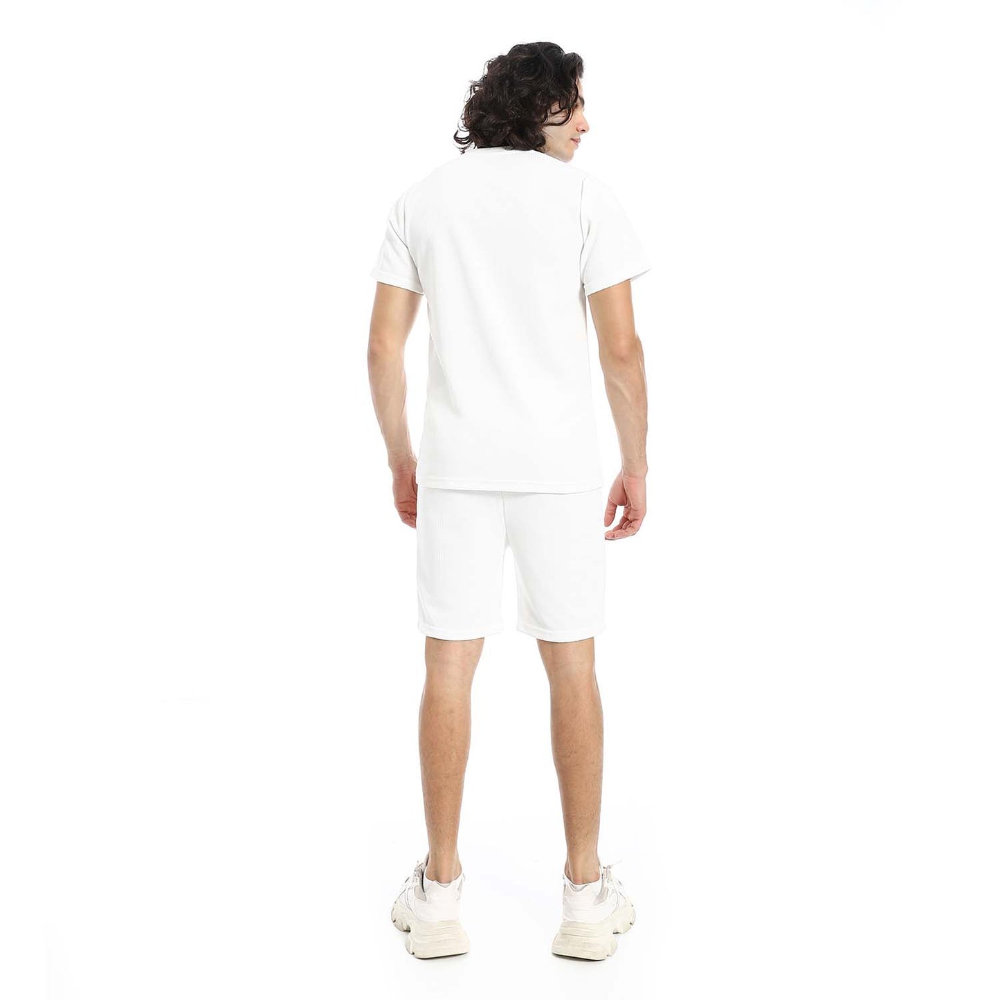 Textured Cotton T-Shirt & Shorts Set
