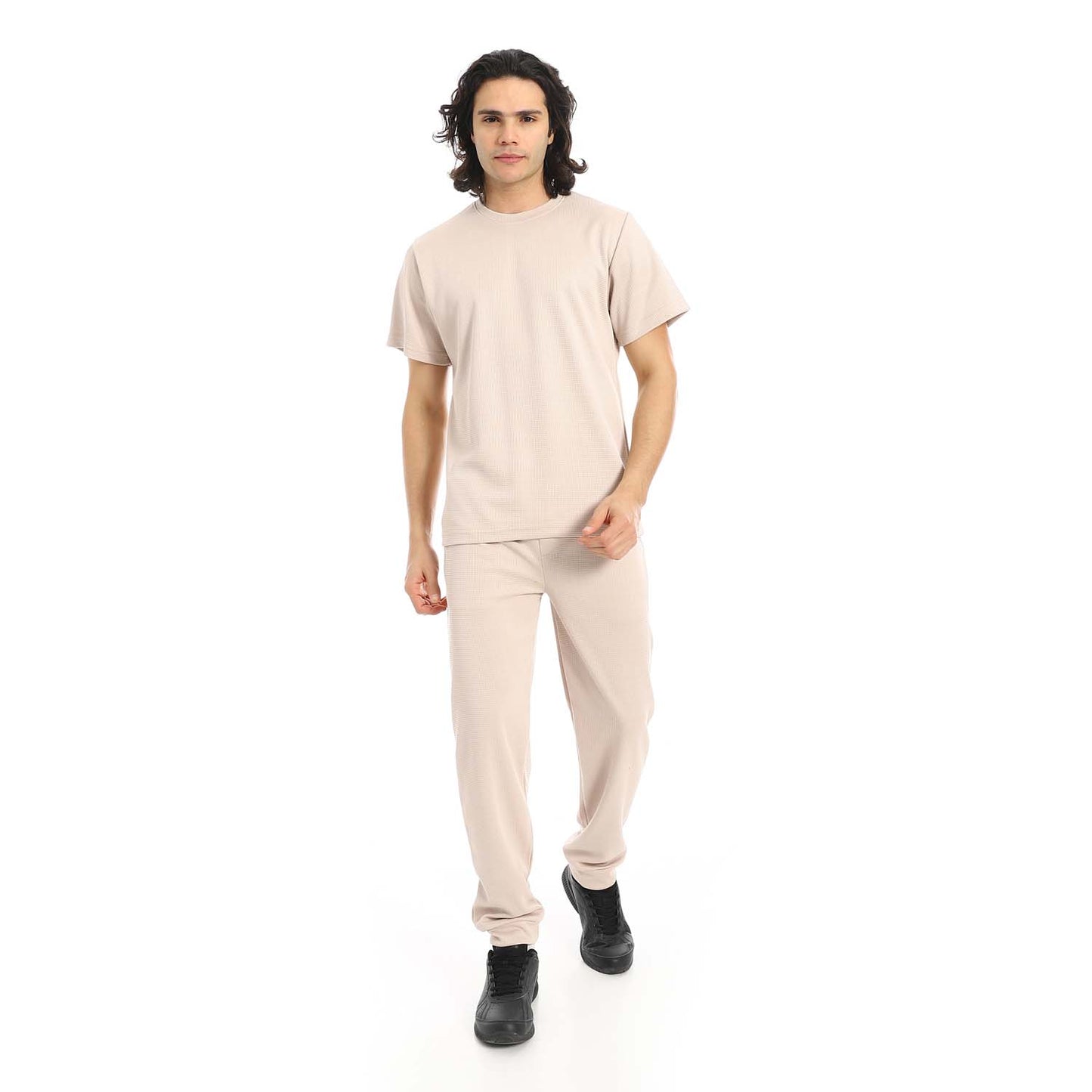 Textured Fabric T-Shirt & Pants Set