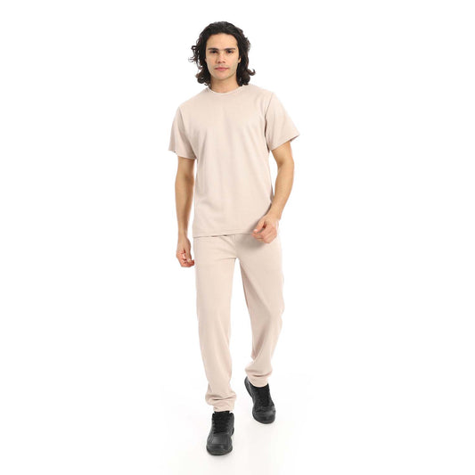 Textured Fabric T-Shirt & Pants Set