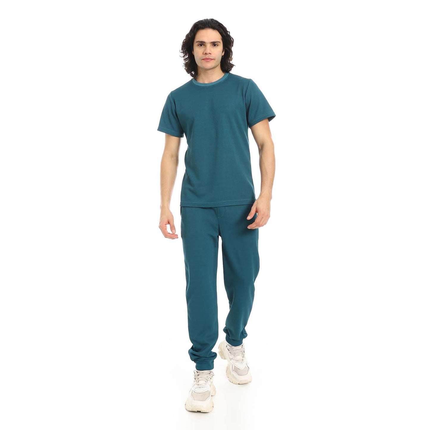 Textured Fabric T-Shirt & Pants Set