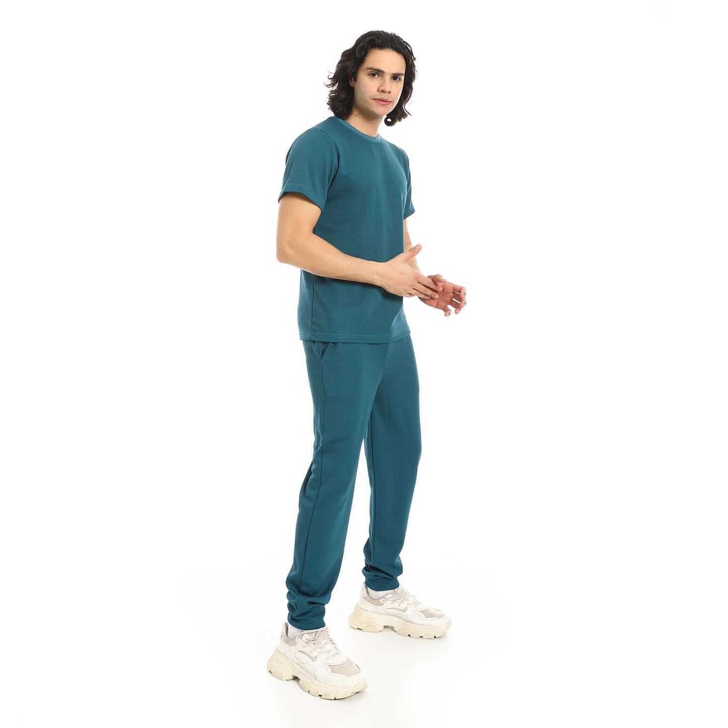 Textured Fabric T-Shirt & Pants Set
