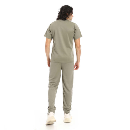 Textured Fabric T-Shirt & Pants Set