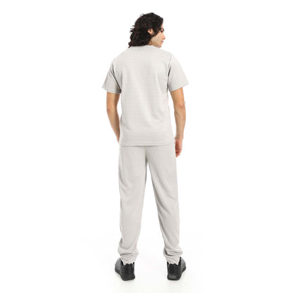 Textured Fabric T-Shirt & Pants Set