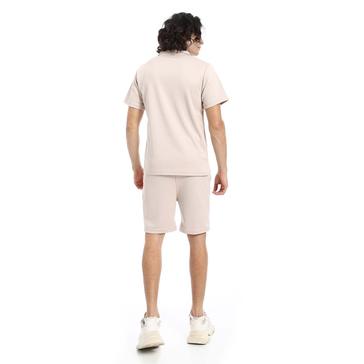Quarter Zip Textured T-Shirt & Shorts Set