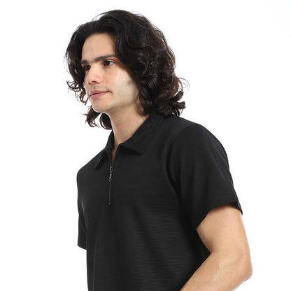 Quarter Zip Textured T-Shirt & Shorts Set