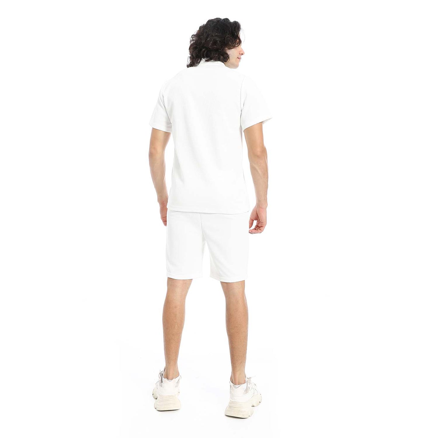 Quarter Zip Textured T-Shirt & Shorts Set