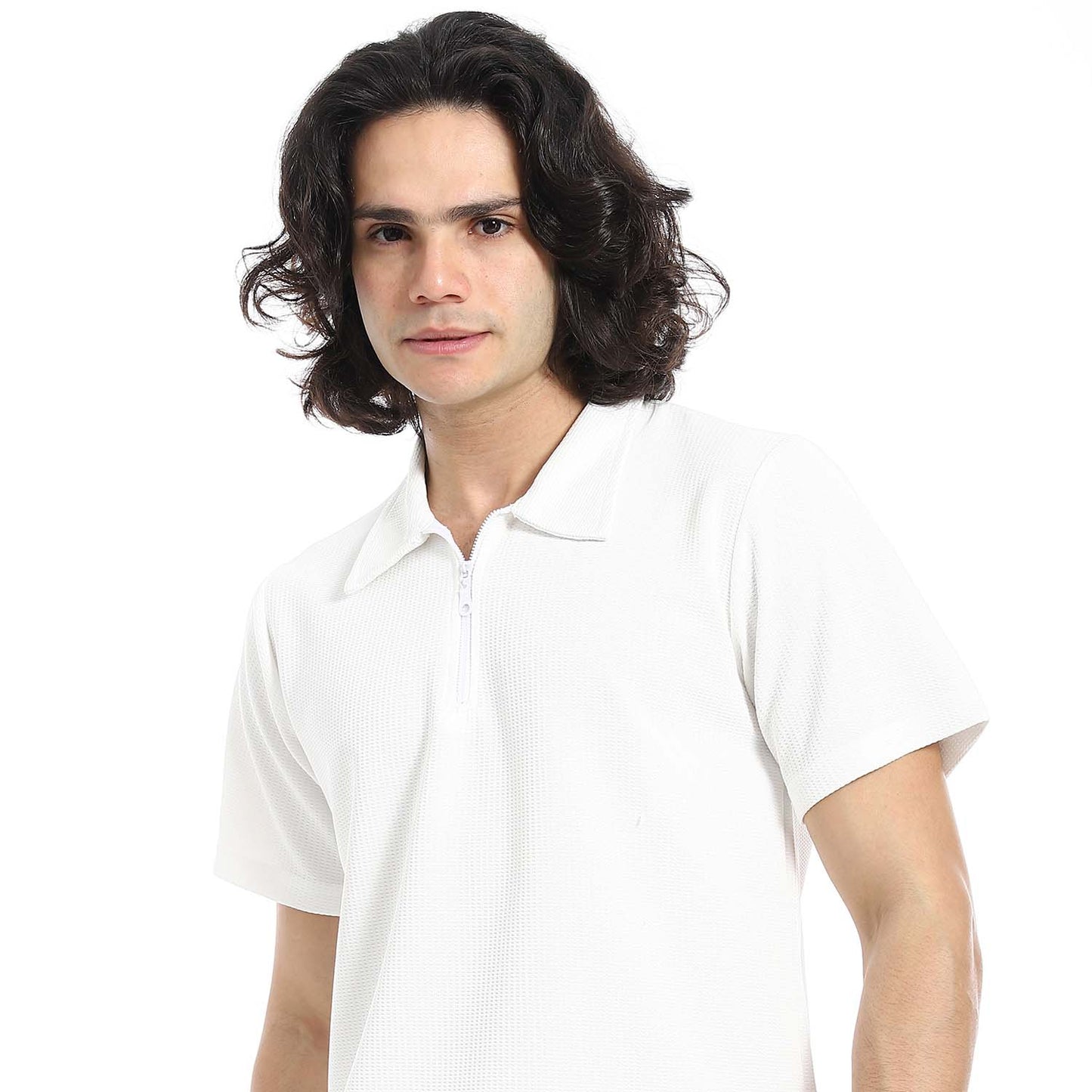 Quarter Zip Textured T-Shirt & Shorts Set