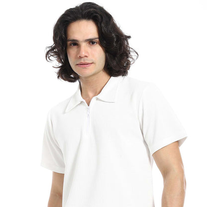 Quarter Zip Textured T-Shirt & Shorts Set