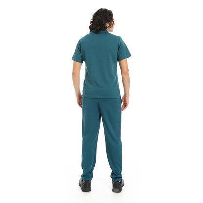 Quarter Zip Textured T-Shirt & Pants Set