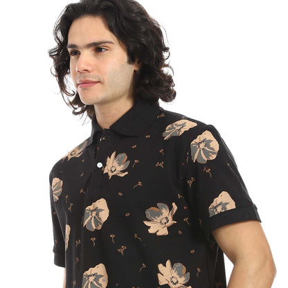 Printed Regular Fit Polo Shirt - تي شيرت بولو مطبوع بقصة عادية