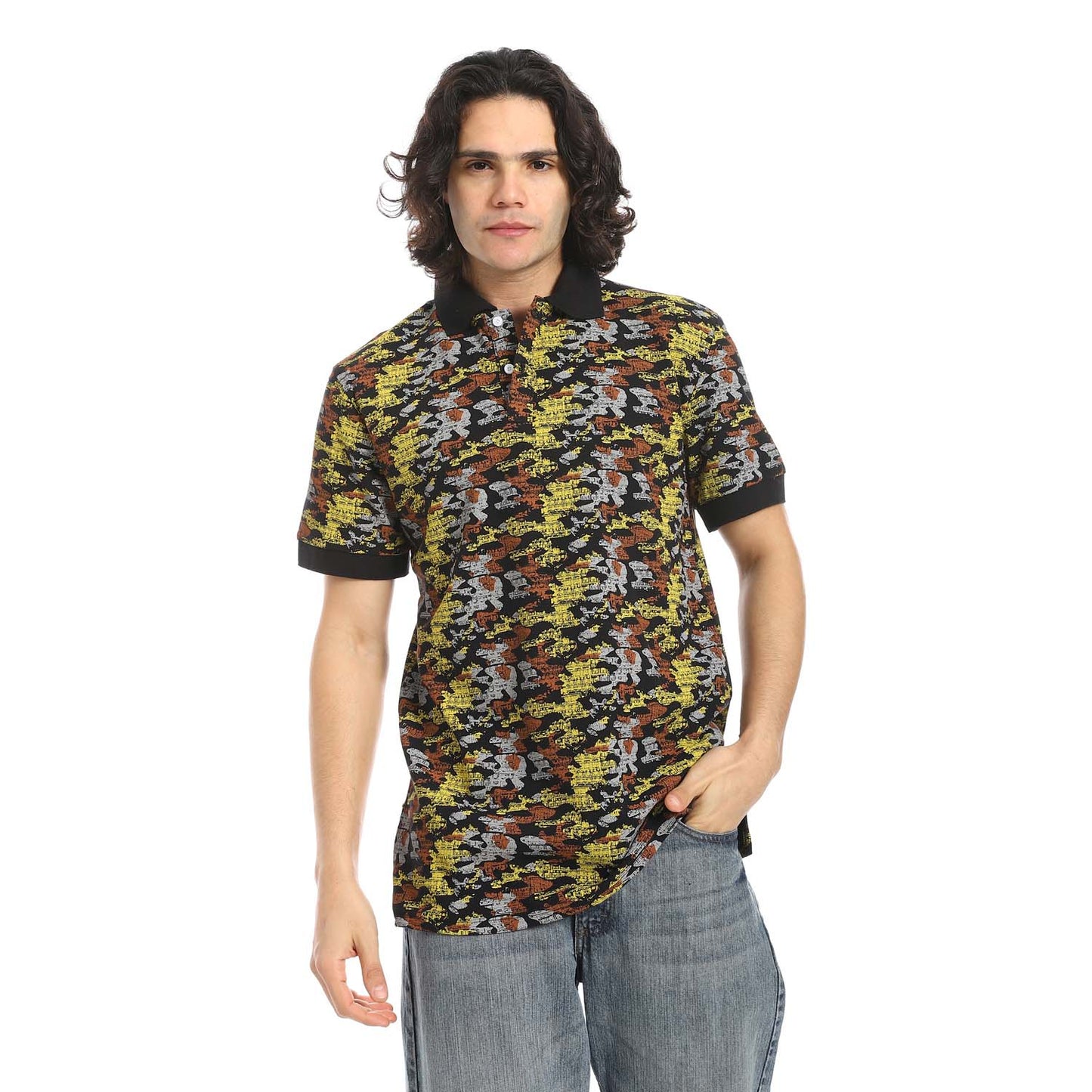 Printed Regular Fit Polo Shirt - تي شيرت بولو مطبوع بقصة عادية