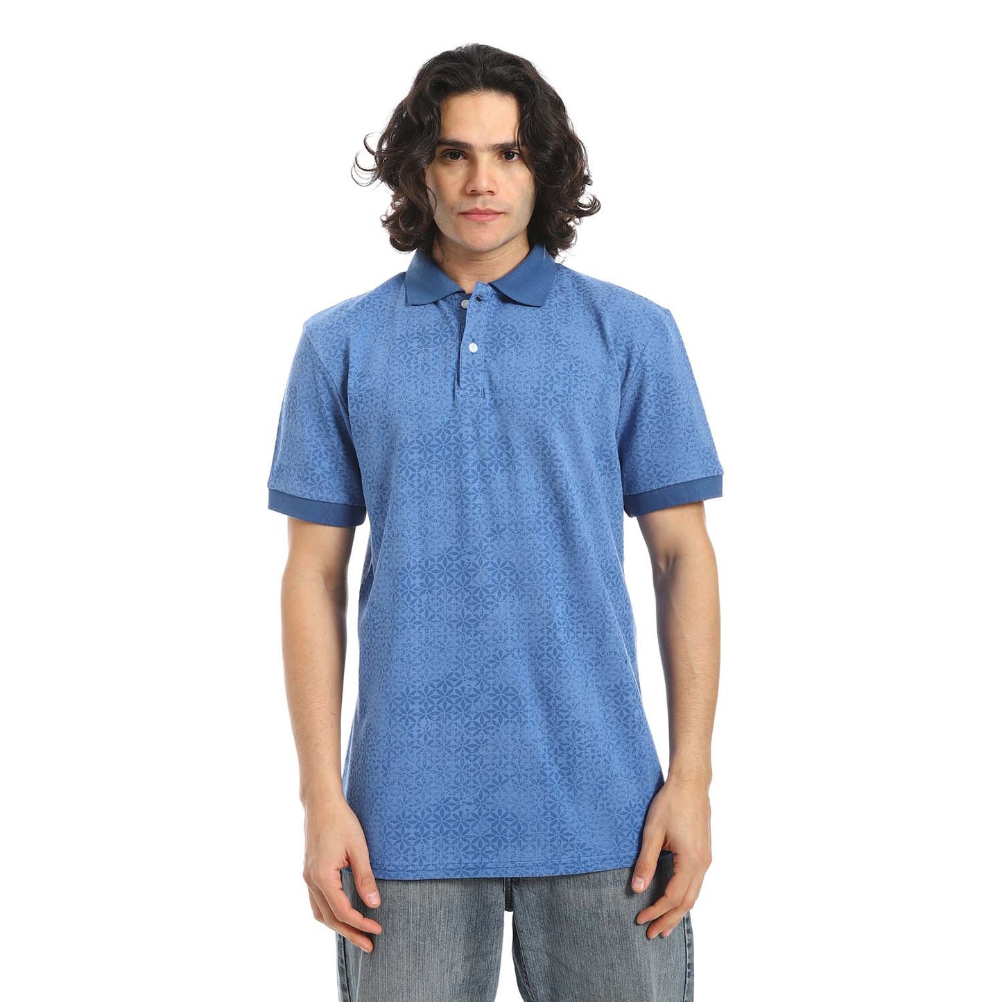 Indigo Printed Regular Fit Polo Shirt - تي شيرت بولو مطبوع بقصة عادية