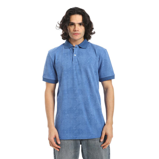 Indigo Printed Regular Fit Polo Shirt - تي شيرت بولو مطبوع بقصة عادية