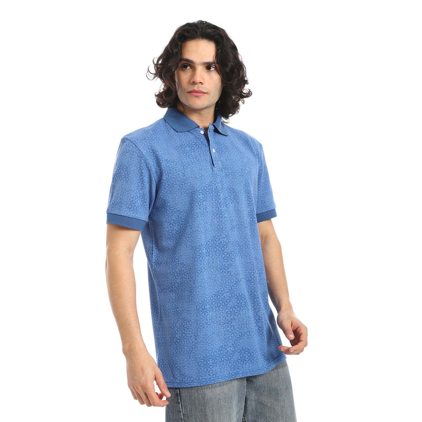 Indigo Printed Regular Fit Polo Shirt - تي شيرت بولو مطبوع بقصة عادية