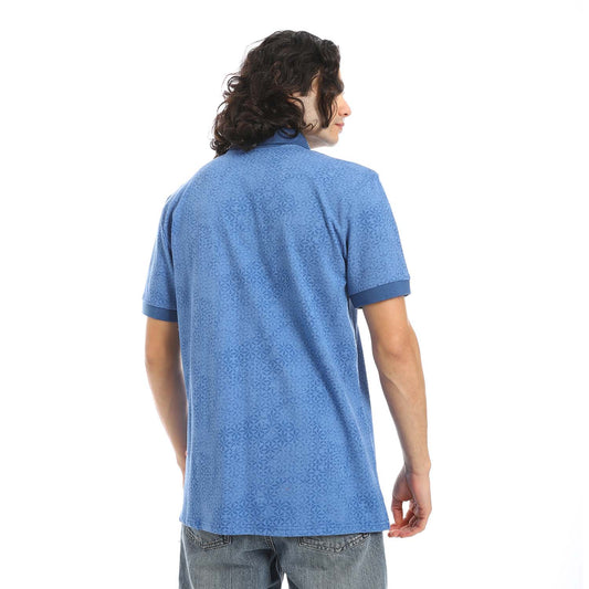 Indigo Printed Regular Fit Polo Shirt - تي شيرت بولو مطبوع بقصة عادية