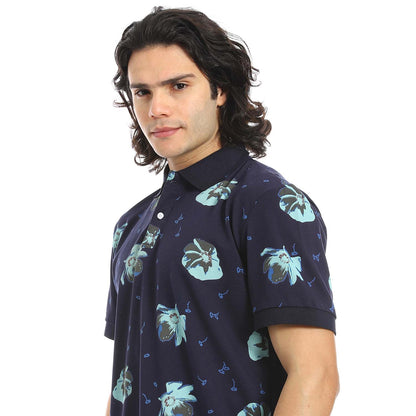 Printed Regular Fit Polo Shirt - تي شيرت بولو مطبوع بقصة عادية