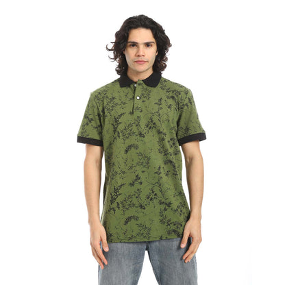 Printed Regular Fit Polo Shirt - تي شيرت بولو مطبوع بقصة عادية