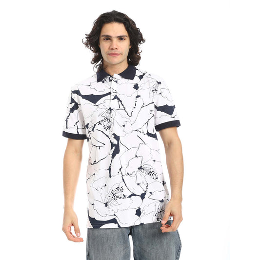 Printed Regular Fit Polo Shirt - تي شيرت بولو مطبوع بقصة عادية