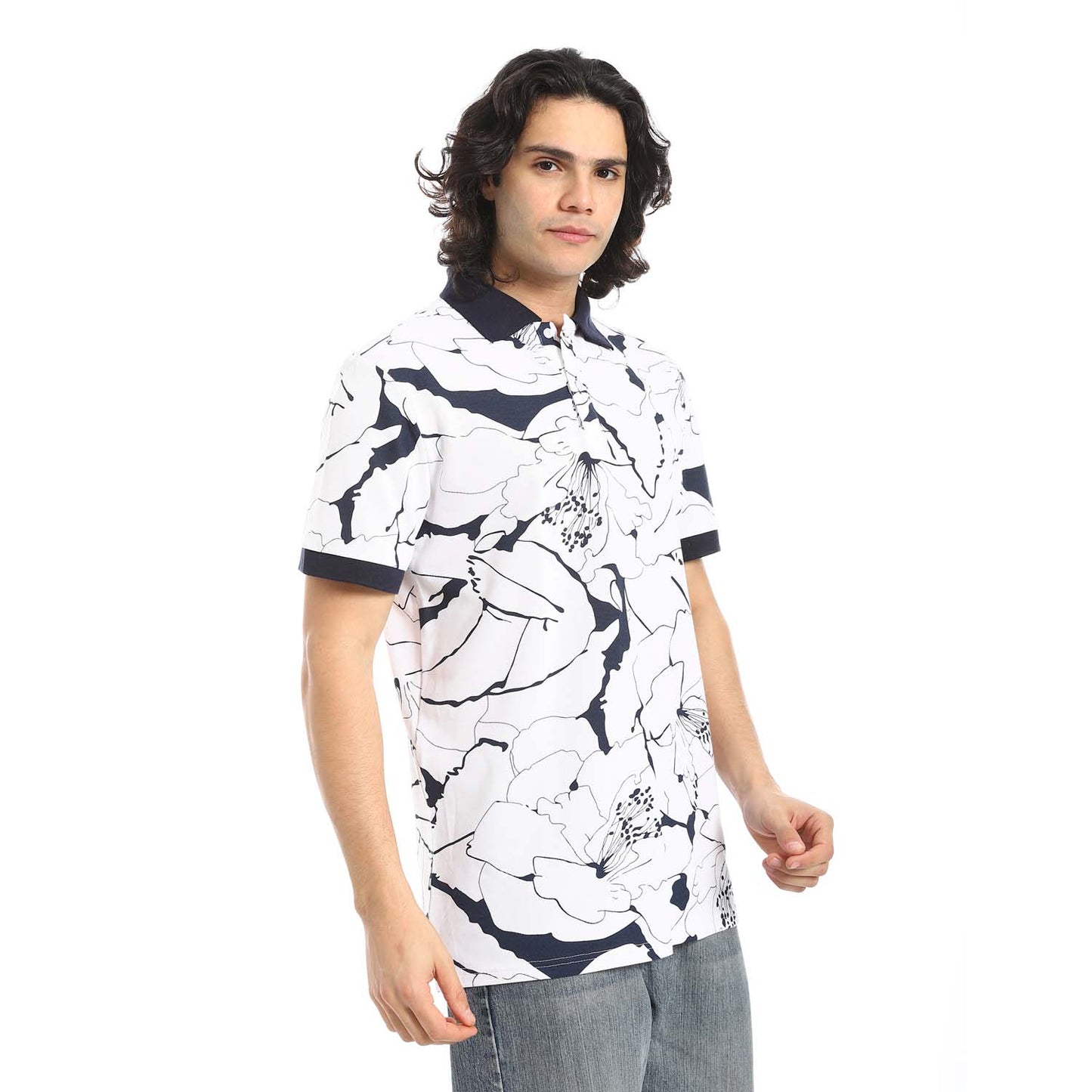 Printed Regular Fit Polo Shirt - تي شيرت بولو مطبوع بقصة عادية