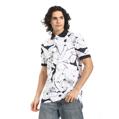 Printed Regular Fit Polo Shirt - تي شيرت بولو مطبوع بقصة عادية