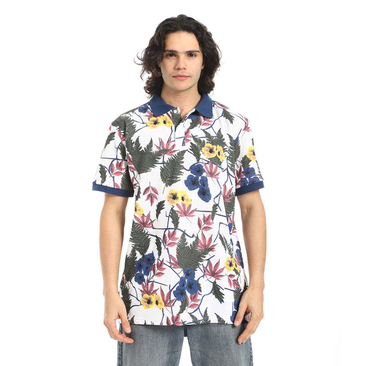 Printed Regular Fit Polo Shirt - تي شيرت بولو مطبوع بقصة عادية