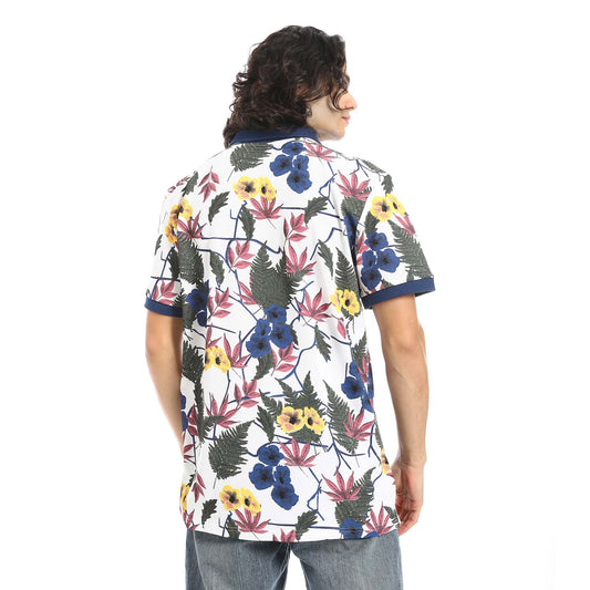 Printed Regular Fit Polo Shirt - تي شيرت بولو مطبوع بقصة عادية