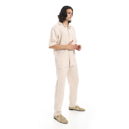 Heavy Linen Shirt & Pant Set - طقم كتان ثقيل مكون من قميص وبنطلون