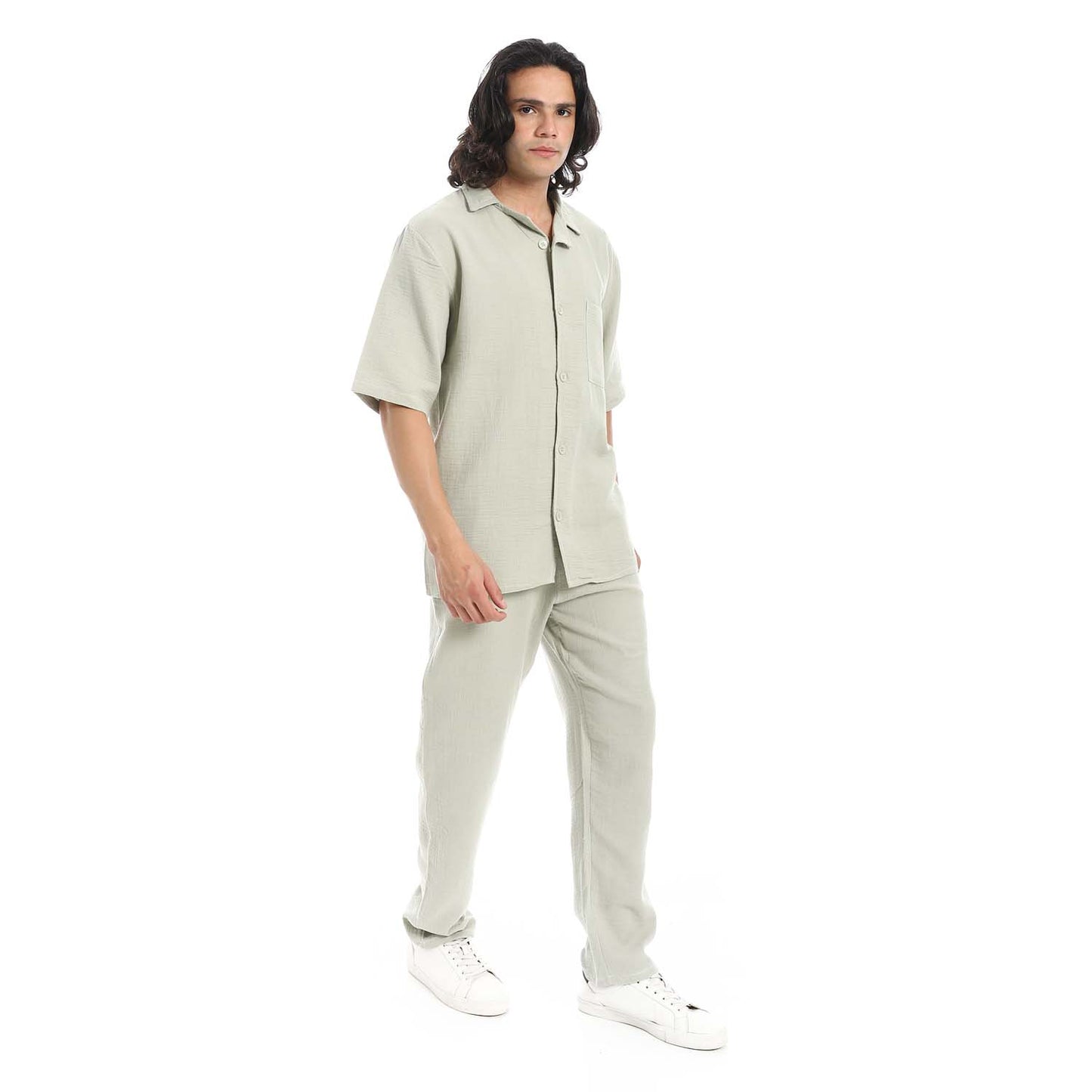 Heavy Linen Shirt & Pant Set - طقم كتان ثقيل مكون من قميص وبنطلون