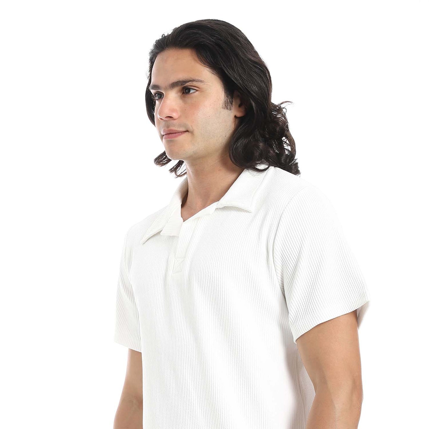 Casual Ribbed Polo Shirt & Pants Set