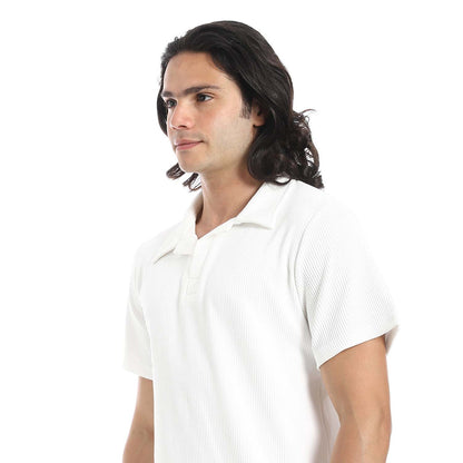 Casual Ribbed Polo Shirt & Pants Set